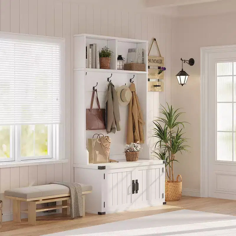 Porte-manteau de style ferme blanc
