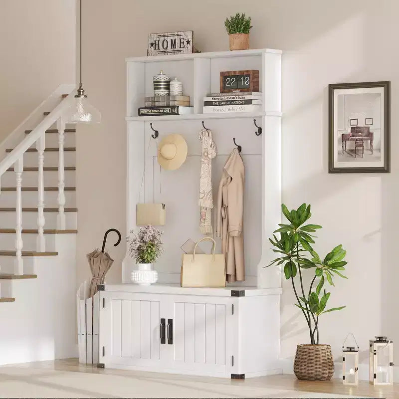 Porte-manteau de style ferme blanc