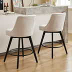Tabouret de bar pivotant avec dossier Pieds en bois massif