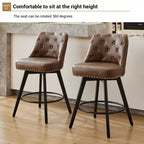 Tabouret de bar pivotant avec dossier Pieds en bois massif