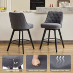 Tabouret de bar pivotant avec dossier Pieds en bois massif