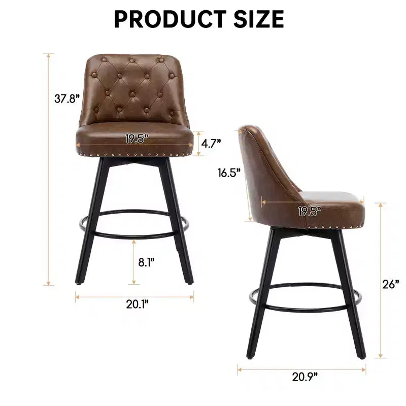 Tabouret de bar pivotant avec dossier Pieds en bois massif