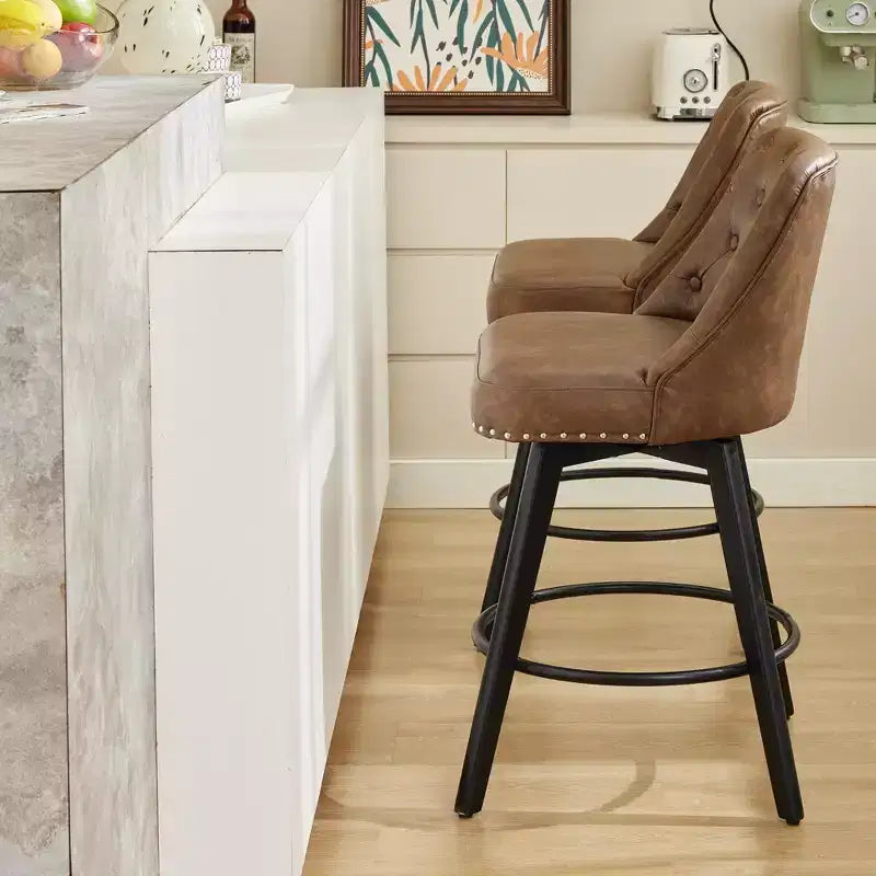 Tabouret de bar pivotant avec dossier Pieds en bois massif