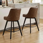Tabouret de bar pivotant avec dossier Pieds en bois massif