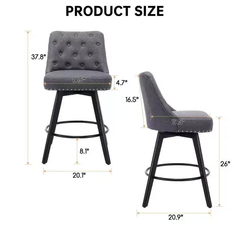 Tabouret de bar pivotant avec dossier Pieds en bois massif