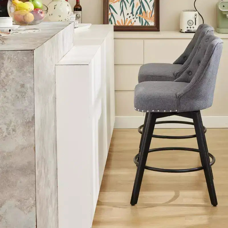 Tabouret de bar pivotant avec dossier Pieds en bois massif