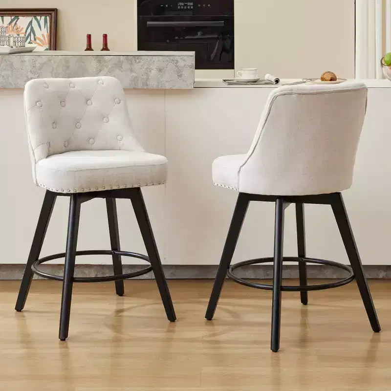 Tabouret de bar pivotant avec dossier Pieds en bois massif