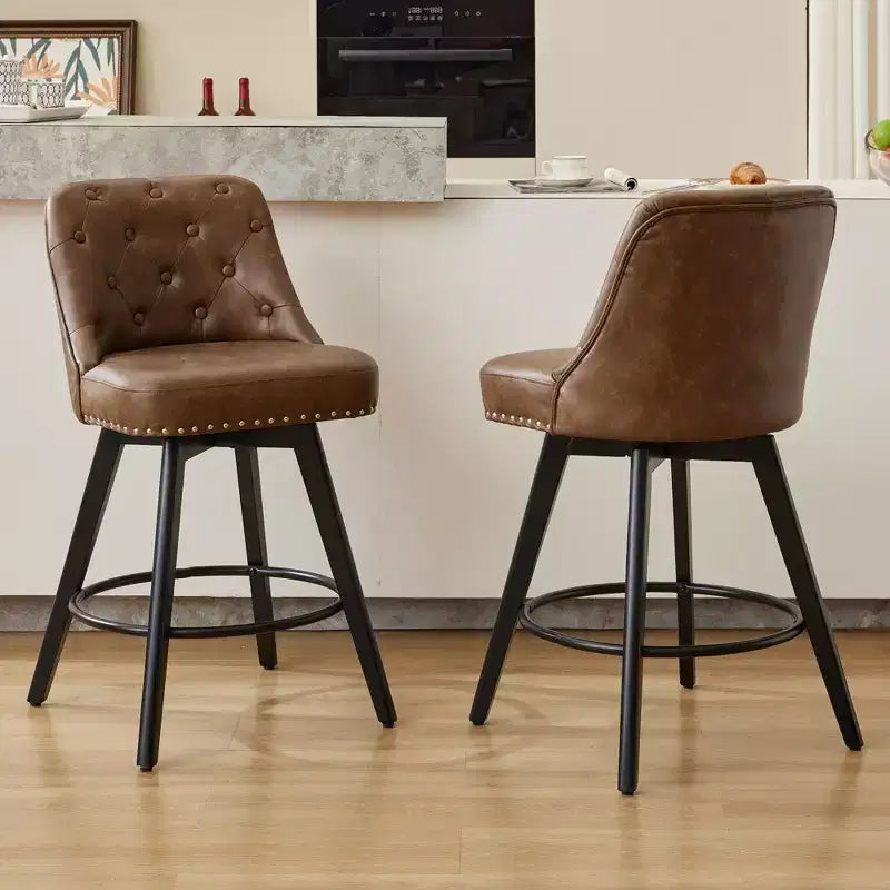 Tabouret de bar pivotant avec dossier Pieds en bois massif