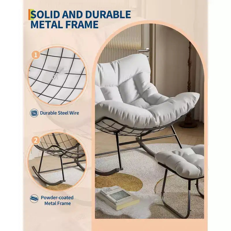 Chaise longue avec repose-pieds Fauteuil à bascule intérieur/extérieur