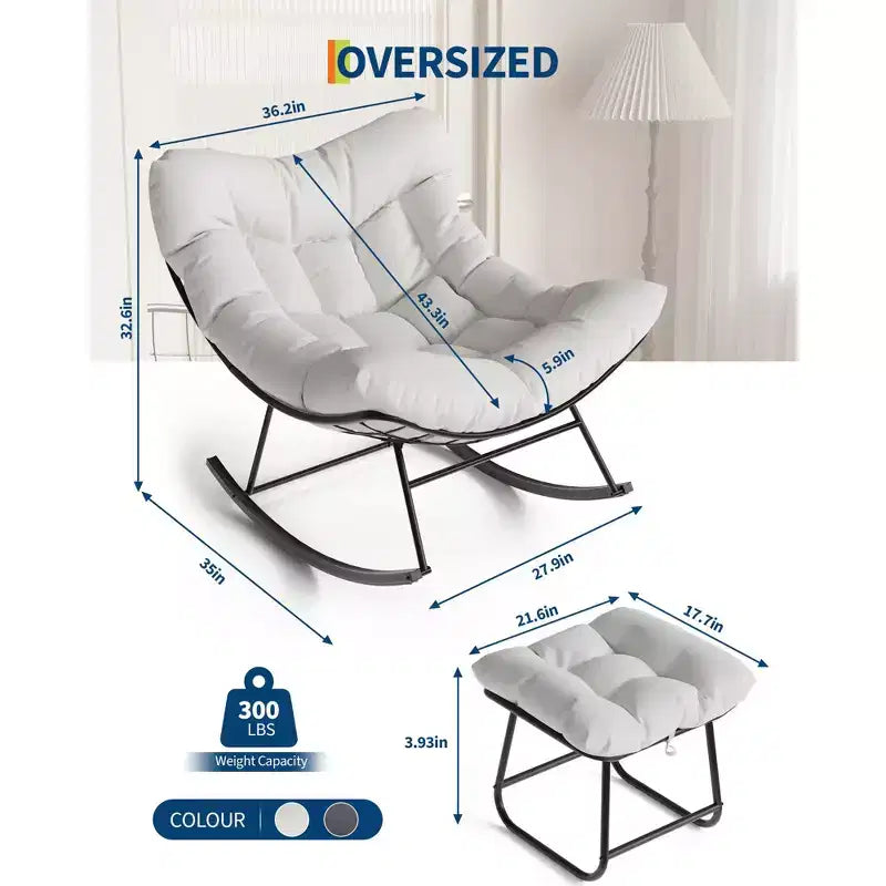 Chaise longue avec repose-pieds Fauteuil à bascule intérieur/extérieur