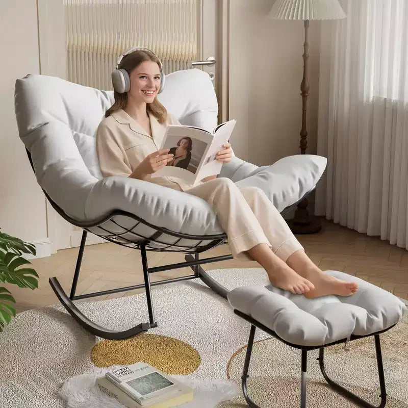 Chaise longue avec repose-pieds Fauteuil à bascule intérieur/extérieur