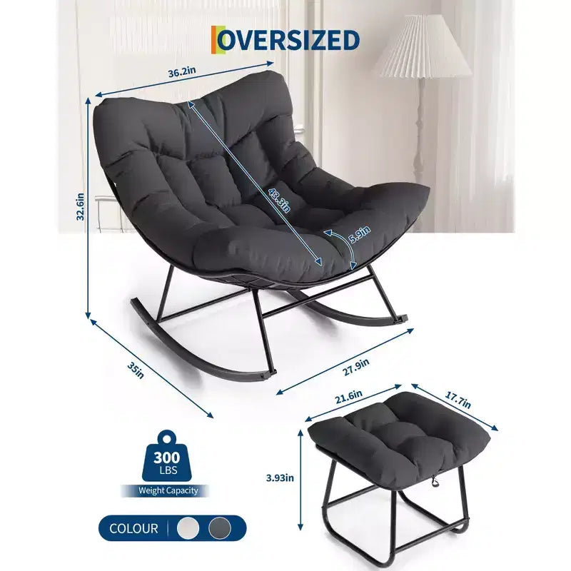 Chaise longue avec repose-pieds Fauteuil à bascule intérieur/extérieur
