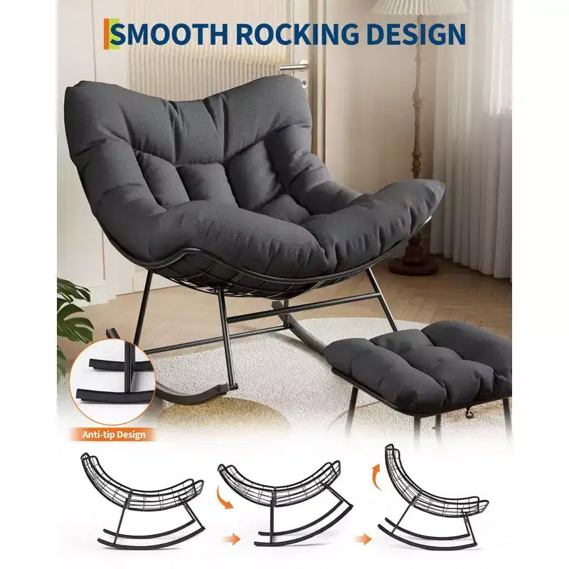 Chaise longue avec repose-pieds Fauteuil à bascule intérieur/extérieur