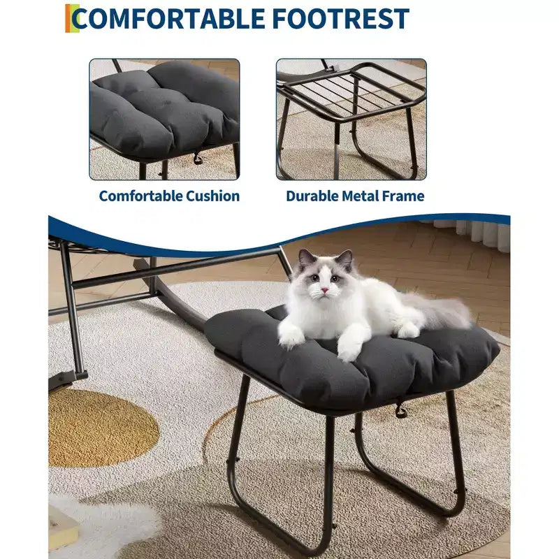 Chaise longue avec repose-pieds Fauteuil à bascule intérieur/extérieur