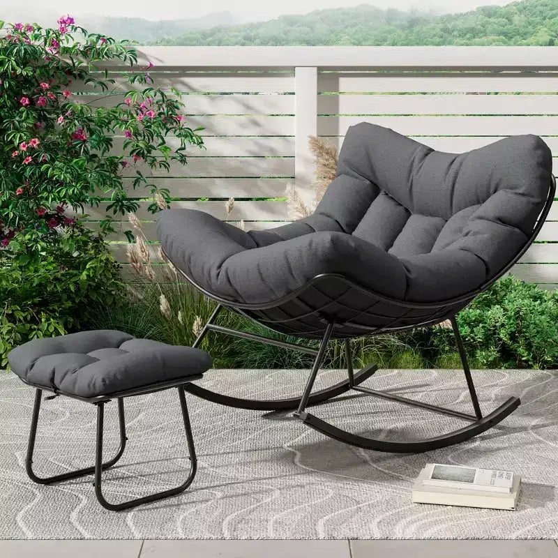 Chaise longue avec repose-pieds Fauteuil à bascule intérieur/extérieur