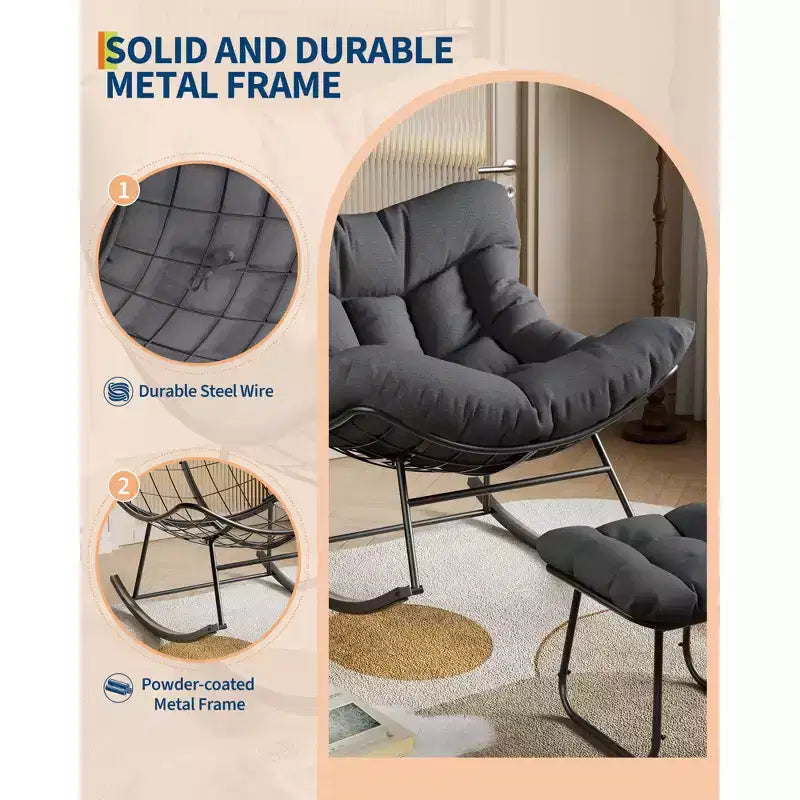 Chaise longue avec repose-pieds Fauteuil à bascule intérieur/extérieur