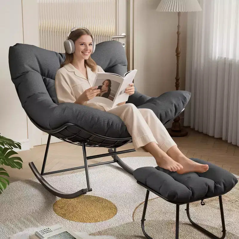 Chaise longue avec repose-pieds Fauteuil à bascule intérieur/extérieur