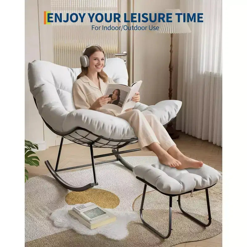 Chaise longue avec repose-pieds Fauteuil à bascule intérieur/extérieur