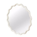 Miroir décoratif en bois massif avec cadre rond et ondulé blanc