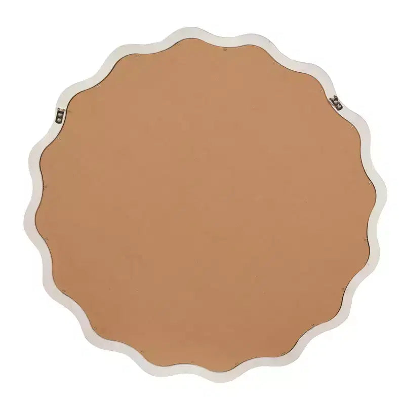 Miroir décoratif en bois massif avec cadre rond et ondulé blanc