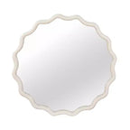 Miroir décoratif en bois massif avec cadre rond et ondulé blanc