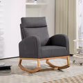 Rocking Chair Nursery Glider Chair Upholstered Rocking Chair for Nursery with Rubber Wood Legs Comfy High Backrest Side Pockets Armchair