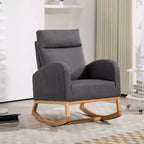 Rocking Chair Nursery Glider Chair Upholstered Rocking Chair for Nursery with Rubber Wood Legs Comfy High Backrest Side Pockets Armchair