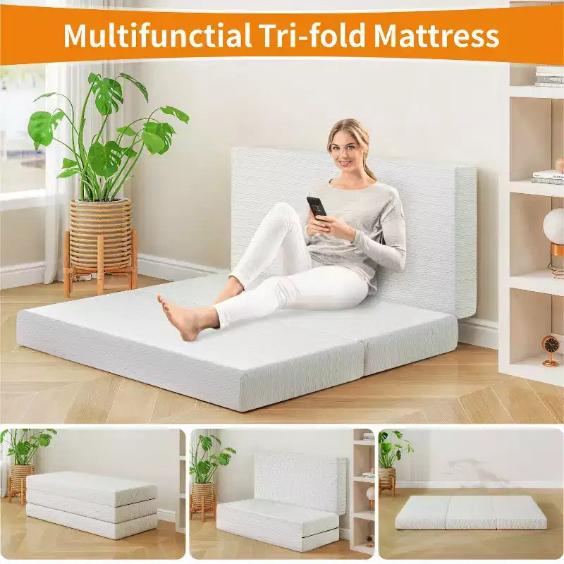 Matelas pliant en mousse à mémoire de forme à trois volets