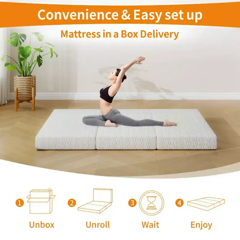 Matelas pliant en mousse à mémoire de forme à trois volets