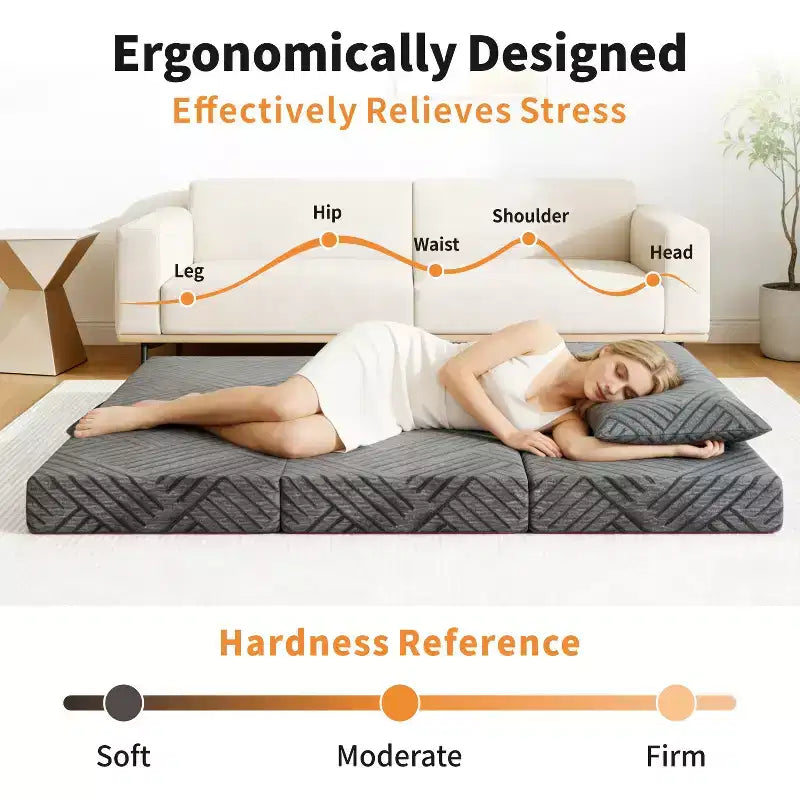 Matelas pliant en mousse à mémoire de forme à trois volets