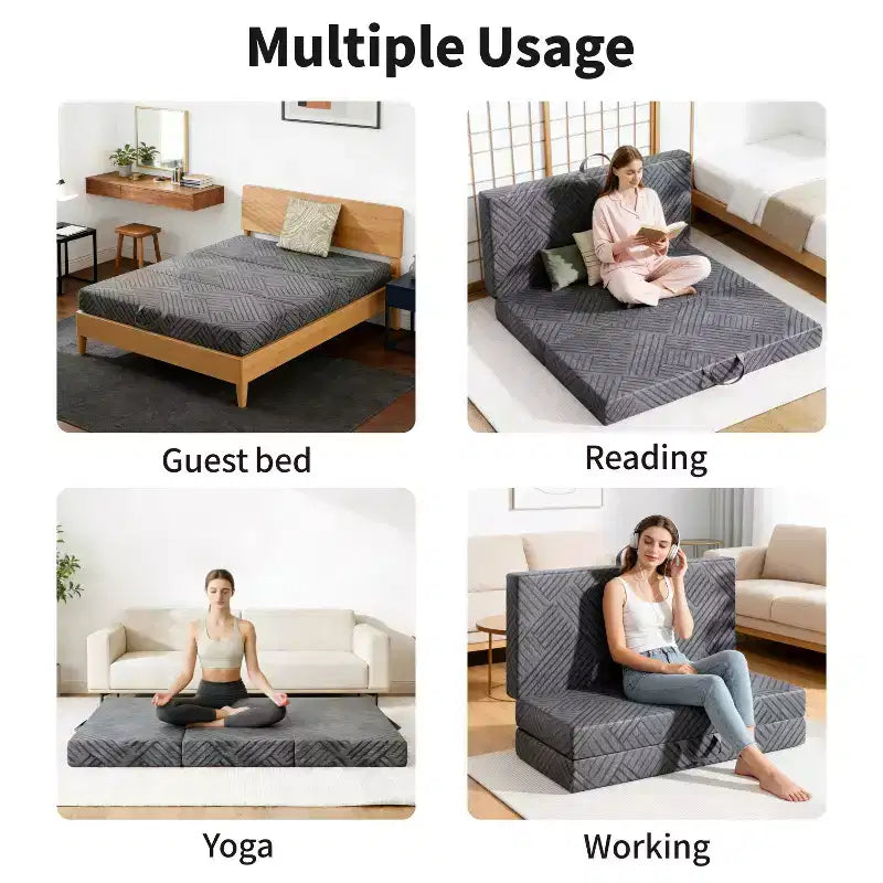 Matelas pliant en mousse à mémoire de forme à trois volets