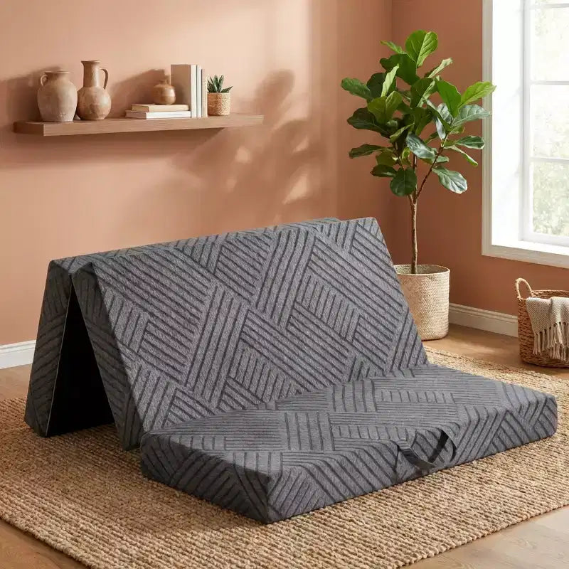 Sale! 6 Inch Tri-fold Mattress Extra Large Folding Memory Foam Bed Portable Floor Mattress with Washable Cover for Family & Guests
