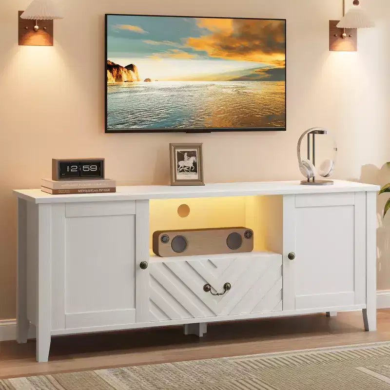 Meuble TV avec lumières LED en forme de télévision rétro