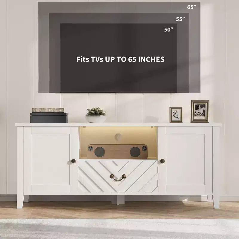 Meuble TV avec lumières LED en forme de télévision rétro