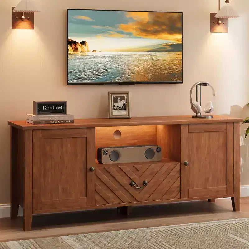Meuble TV avec lumières LED en forme de télévision rétro