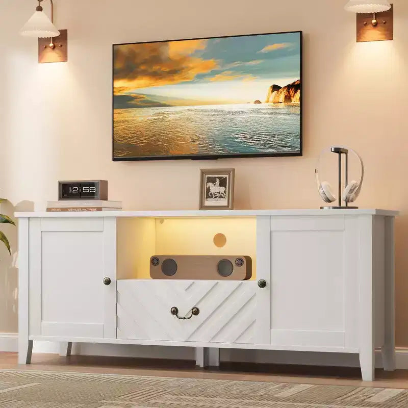 Meuble TV avec lumières LED en forme de télévision rétro