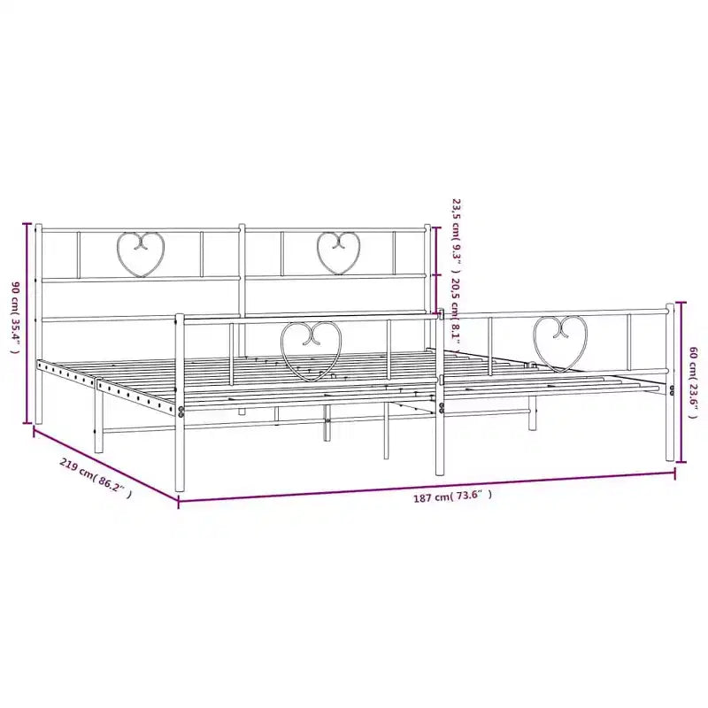 Cadre de lit en métal Acier robuste sans matelas