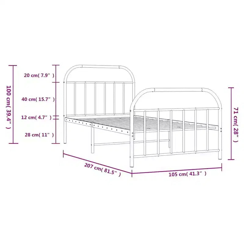 Cadre de lit en métal Acier robuste sans matelas