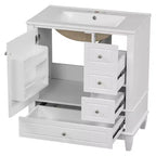 Okak 30 Inch Storage Cabinet Bathroom Vanity with Sink One Door with Shelf and Three Drawers Soft Close Door