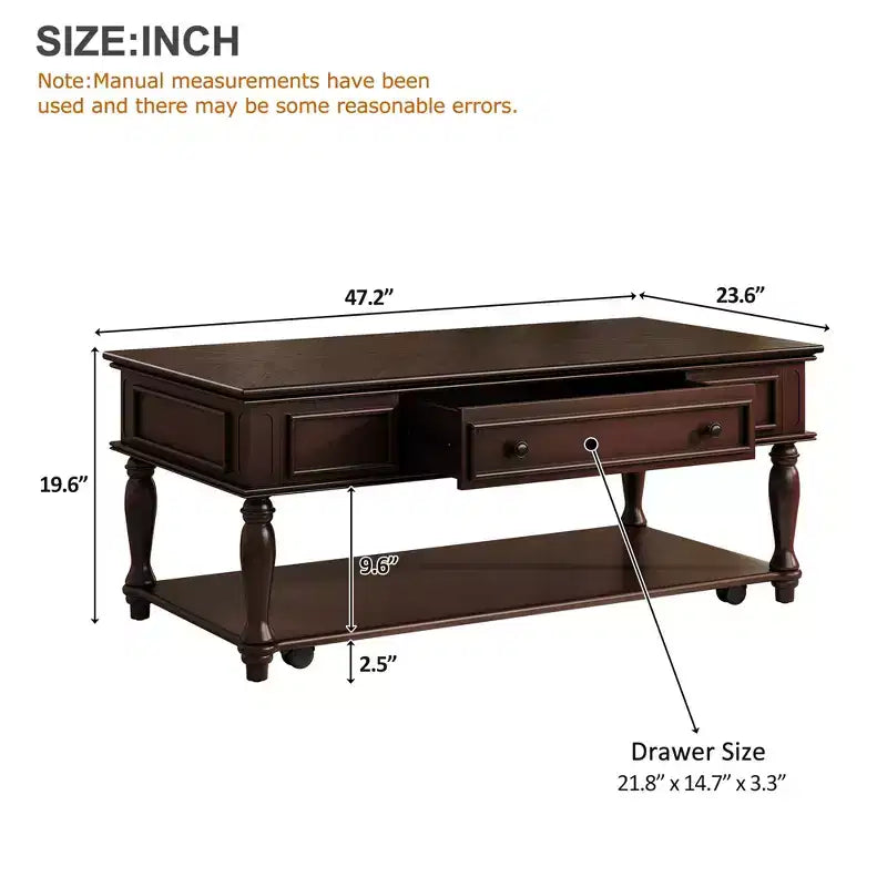 Table basse de ferme avec tiroir style vintage