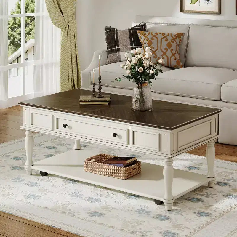 Table basse de ferme avec tiroir style vintage