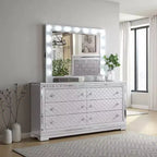 Royal Hampton Dresser Mirror w Light Bulbs USB and Power Glam Silver 44 Inch