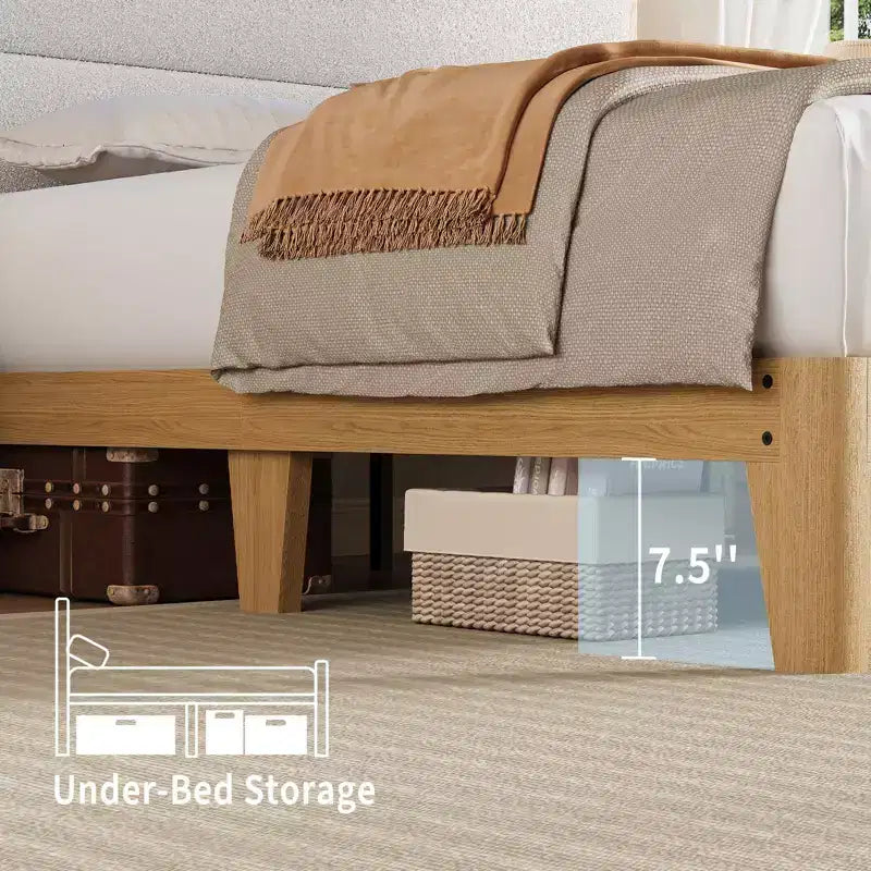 Cadre de lit avec tête de lit de rangement en bois à plateforme