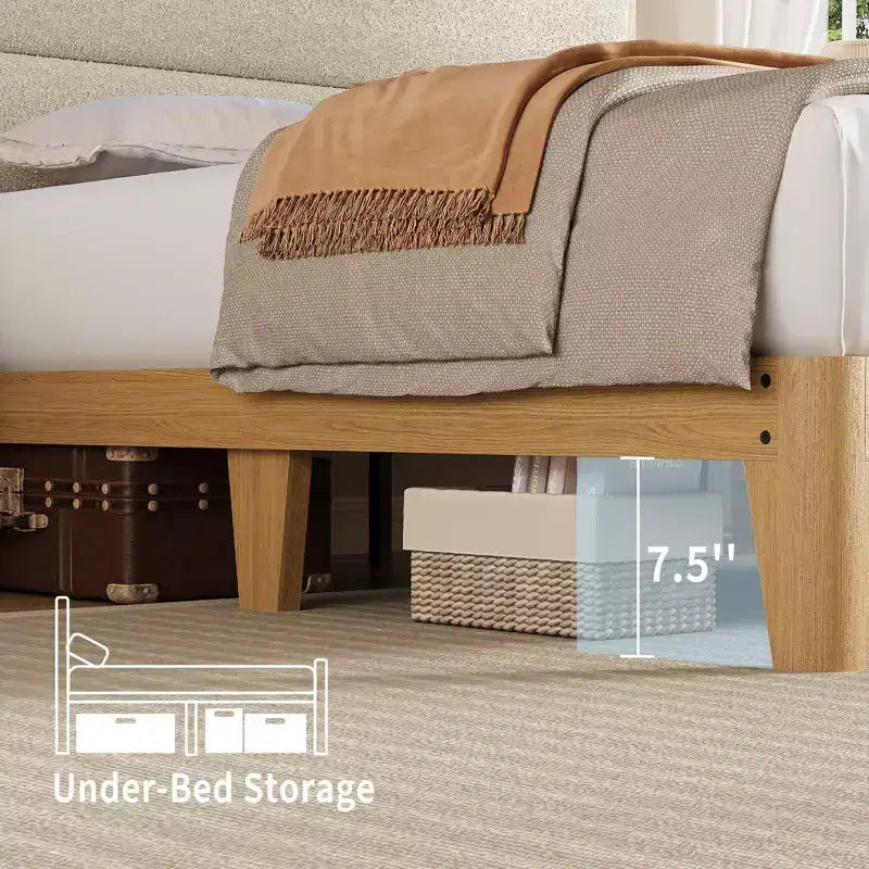 Cadre de lit avec tête de lit de rangement en bois à plateforme