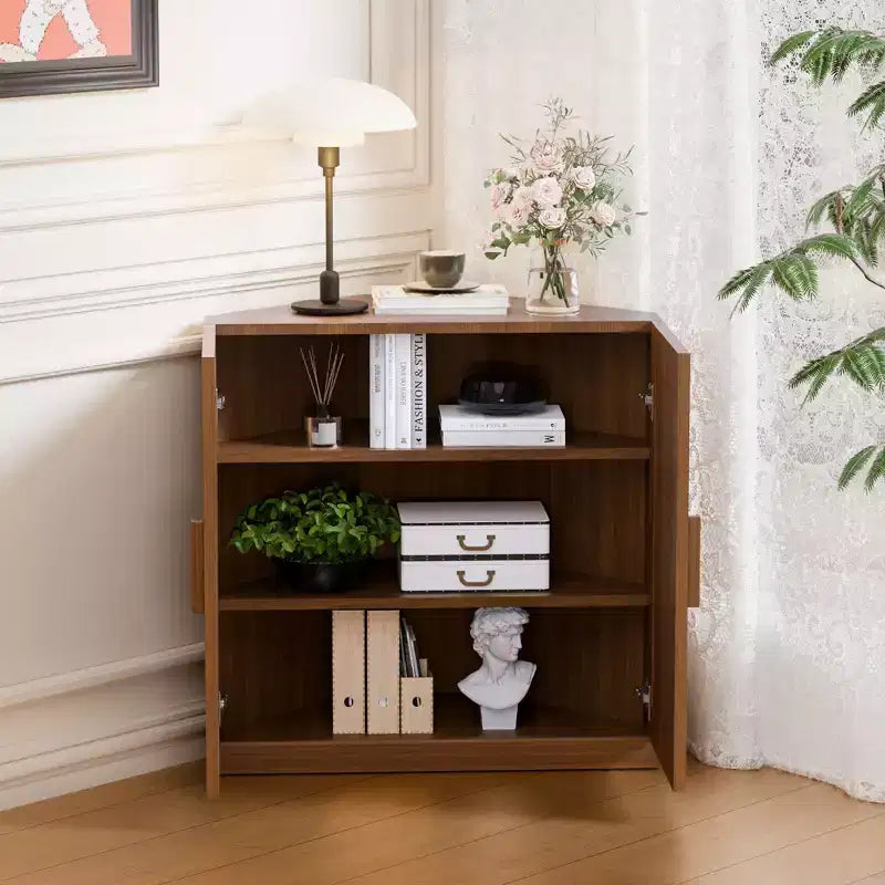 Meuble de rangement d'angle en bois
