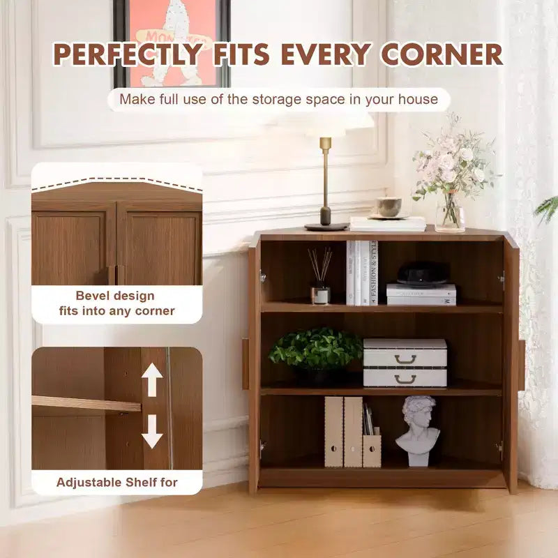 Meuble de rangement d'angle en bois