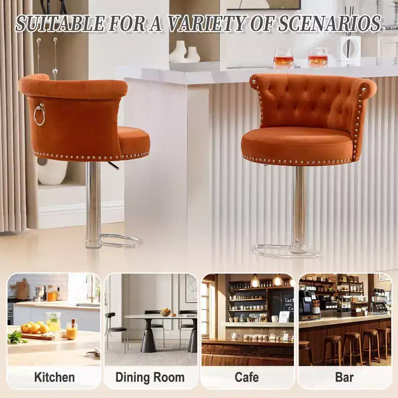 Tabourets de bar en velours