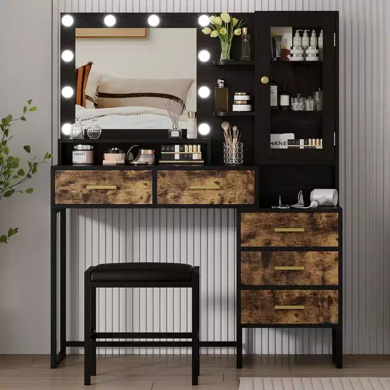 Grande coiffeuse avec tabouret Coiffeuse