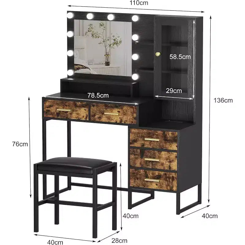Grande coiffeuse avec tabouret Coiffeuse
