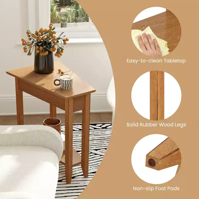 Table d'appoint étroite et irrégulière
